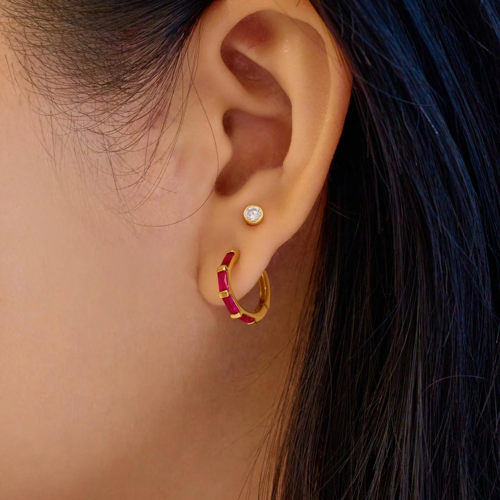 14ct Gold Plated Rosé Holiday Huggie Hoop Earrings | Ania Haie