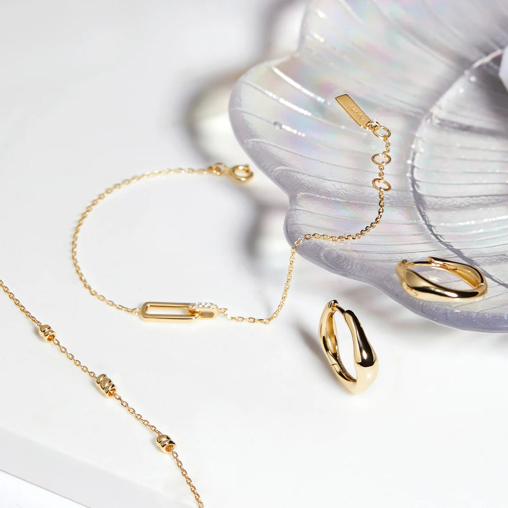 14ct Gold Plated Cubic Zirconia Glam Interlock Bracelet | Ania Haie