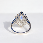 'The Victoria' Marquise Tanzanite and Diamond 18ct White Gold Ring