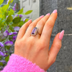 Amethyst & Pearl 9ct Yellow Gold Ring | Size N