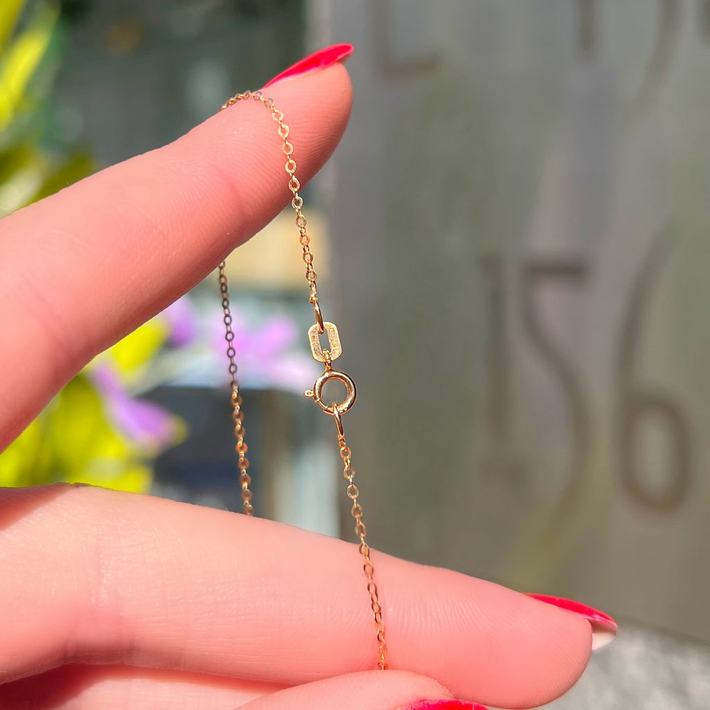Rare Pear Shaped Coral 9ct Yellow Gold Dainty Necklace