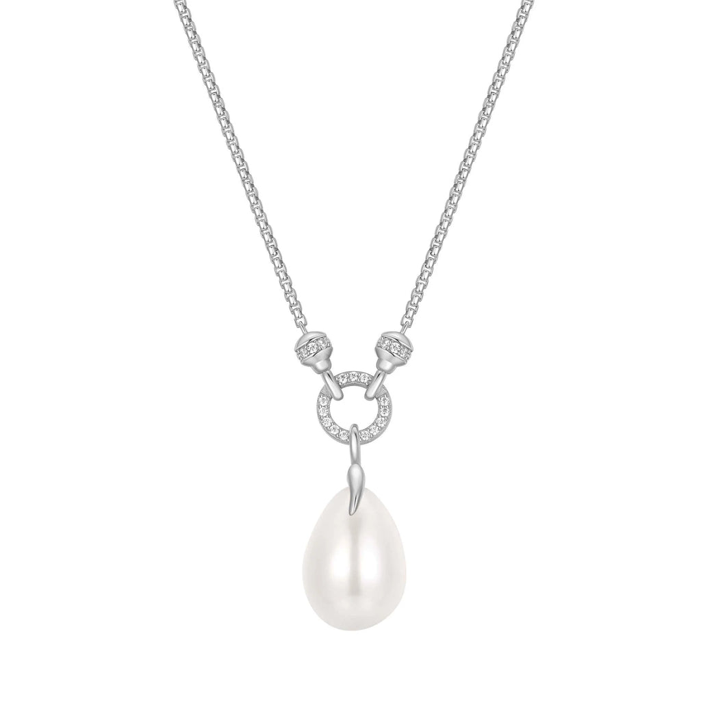 Silver Linked Shell Pearl Drop Pendant Necklace | Ania Haie
