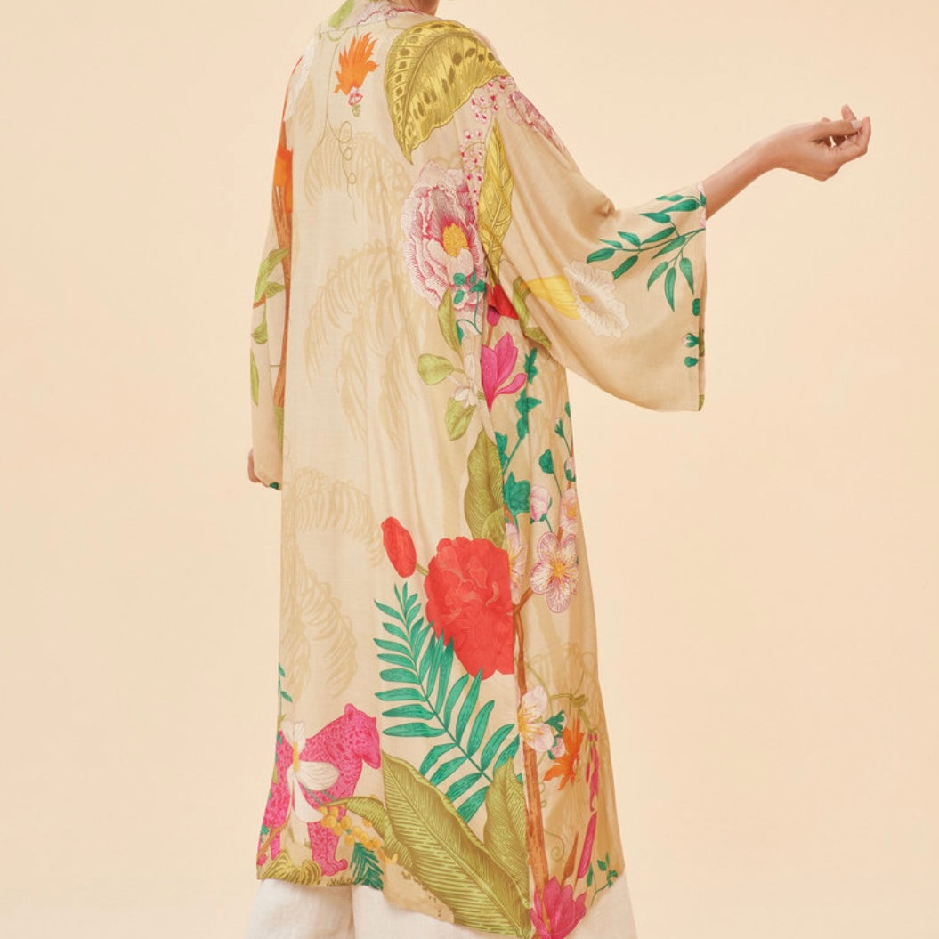 Powder Accessories Tropical Flora and Fauna Long Kimono Gown