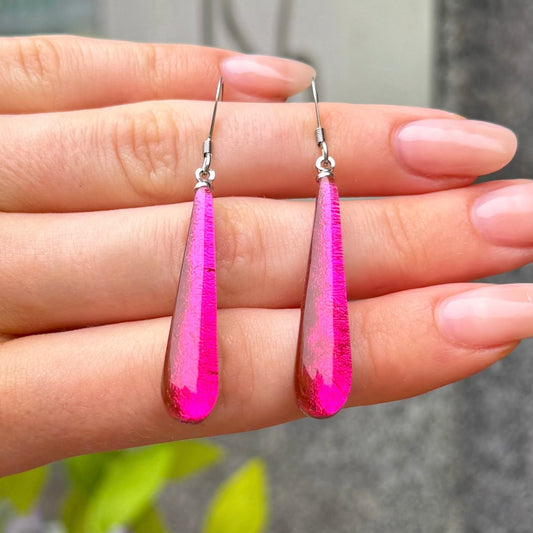 ‘Watch This Space’ Pink Teardrop Earrings