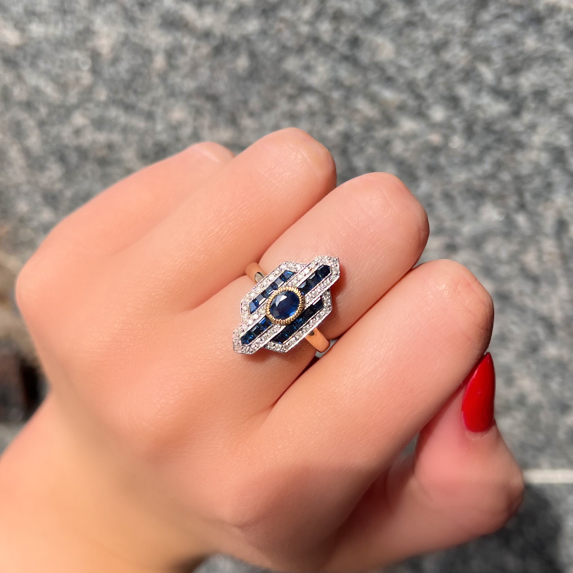 Sapphire and Diamond 18ct Yellow Gold Ring | Size N