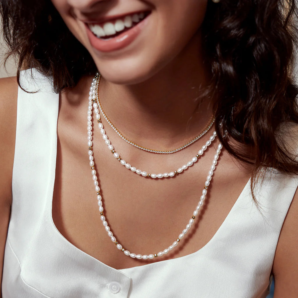 Gold on Silver Pavé Cubic Zirconia Tennis Necklace | Ania Haie