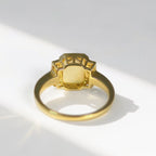 'The Opalina' Rectangular Opal and Diamond 9ct Yellow Gold Ring | Size K