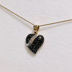 Vintage Black Diamond 9ct Yellow Gold Witch's Heart Necklace