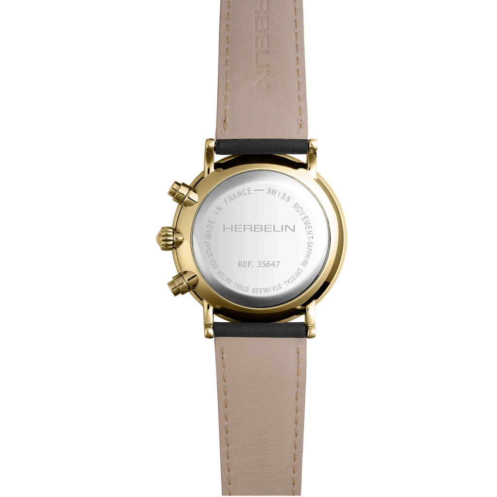Herbelin Inspiration Steel Gold Watch with Brown Leather Strap