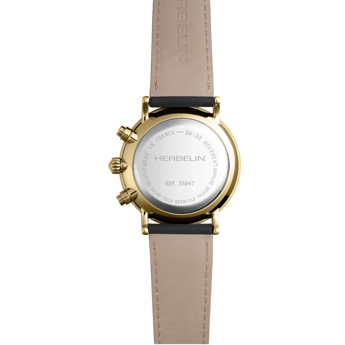 Herbelin Inspiration Steel Gold Watch with Brown Leather Strap