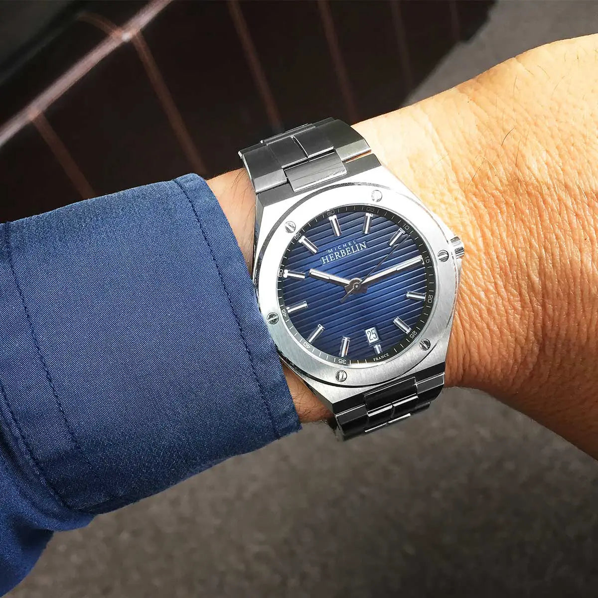 Herbelin Cap Camart Gents Stainless Steel Blue Dial Watch