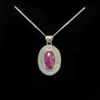 Ruby Sterling Silver Bohemian Chunky Pendant & Chain