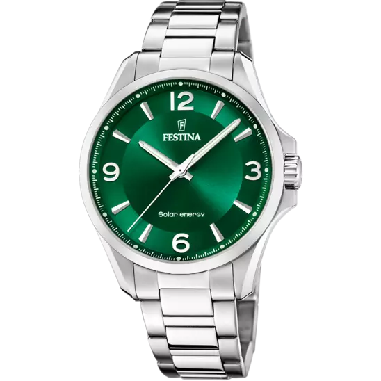 Festina Gents Green Dial Steel Watch