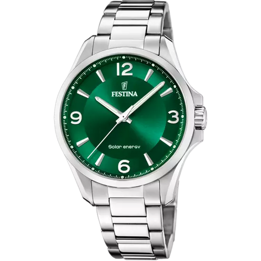 Festina Gents Green Dial Steel Watch