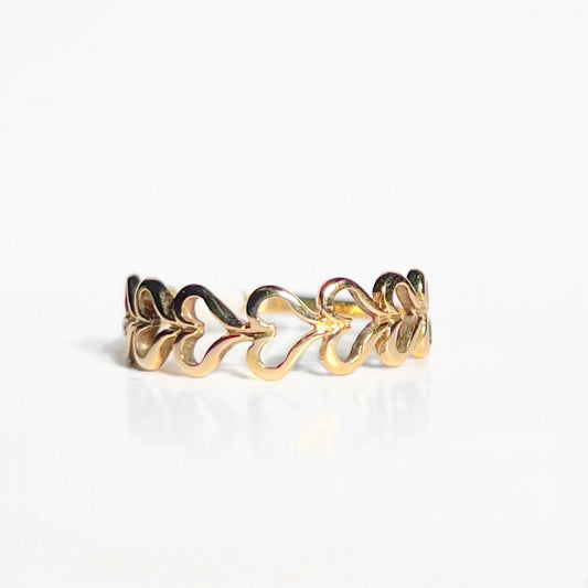 Sweet Vintage 9ct Yellow Gold Heart Ring - Size M ½