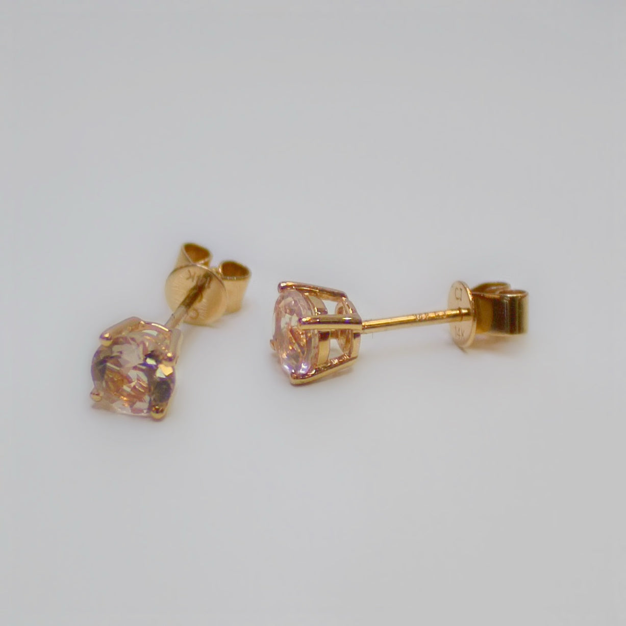 Vintage 14ct Rose Gold Morganite Stud Earrings