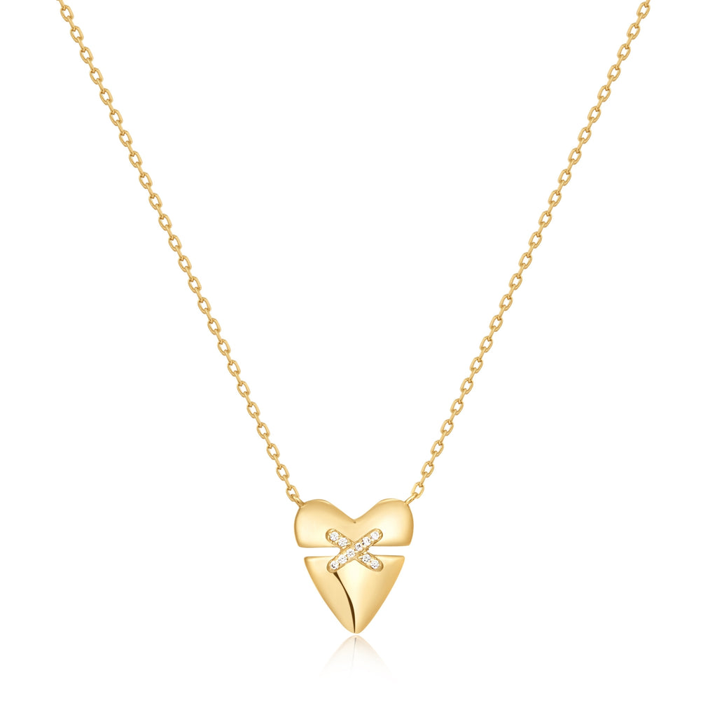 Pre-Order | Gold Heart Kiss Pave Necklace | Ania Haie