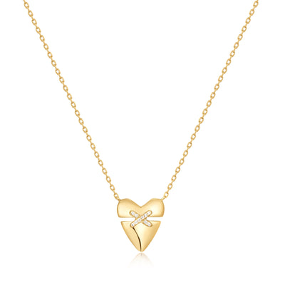 Pre-Order | Gold Heart Kiss Pave Necklace | Ania Haie