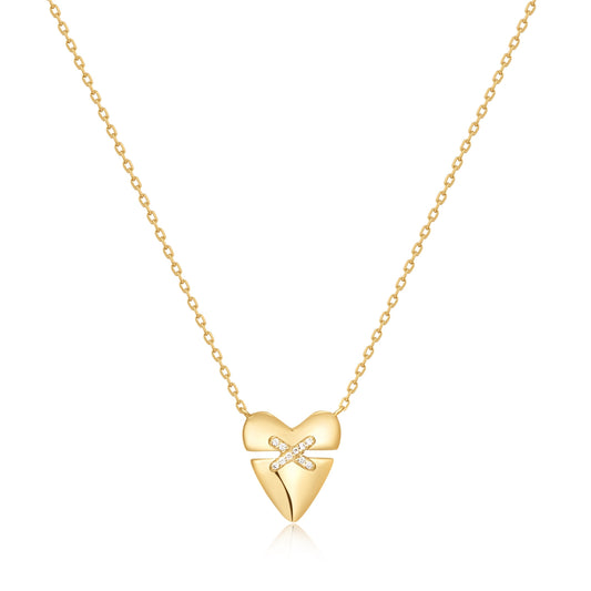 Ania Hae Gold Heart Kiss Pavé Necklace