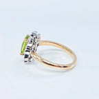 Peridot and Diamond 9ct Yellow Gold Ring | Size N