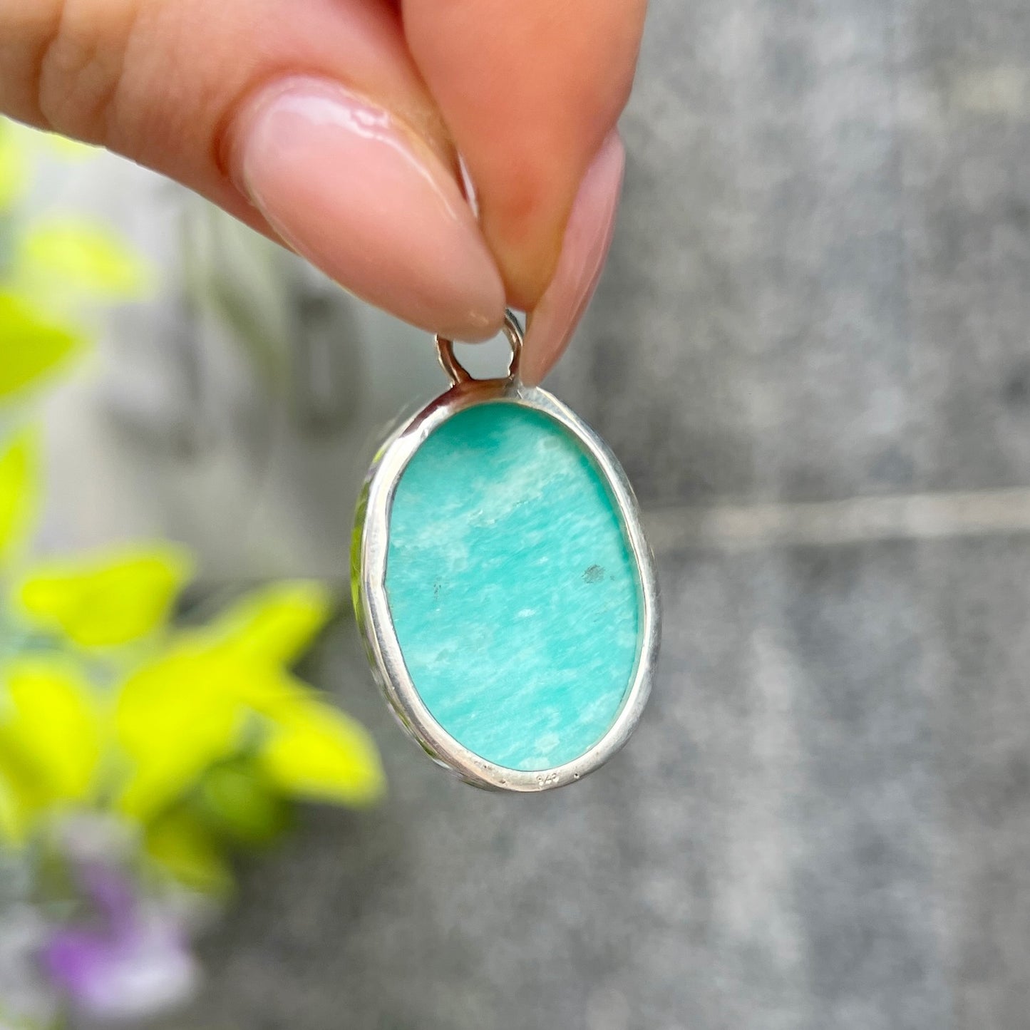 Sterling Silver Bright Blue Amazonite Pendant