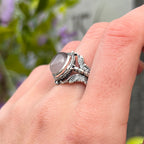 Butterfly Shoulder Rose Quartz Sterling Silver Ring | Size R
