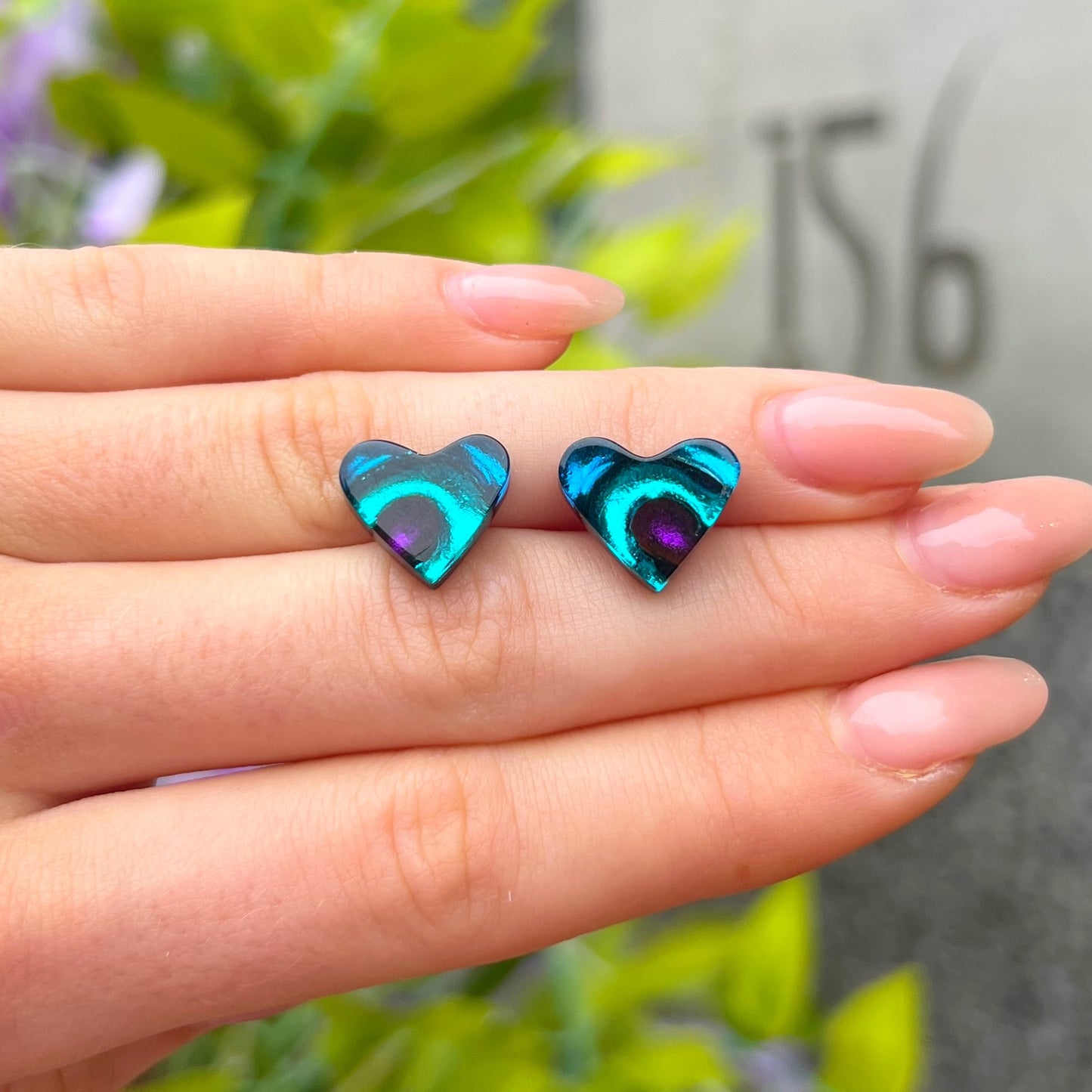 ‘Watch This Space’ Purple Love Heart Stud Earrings