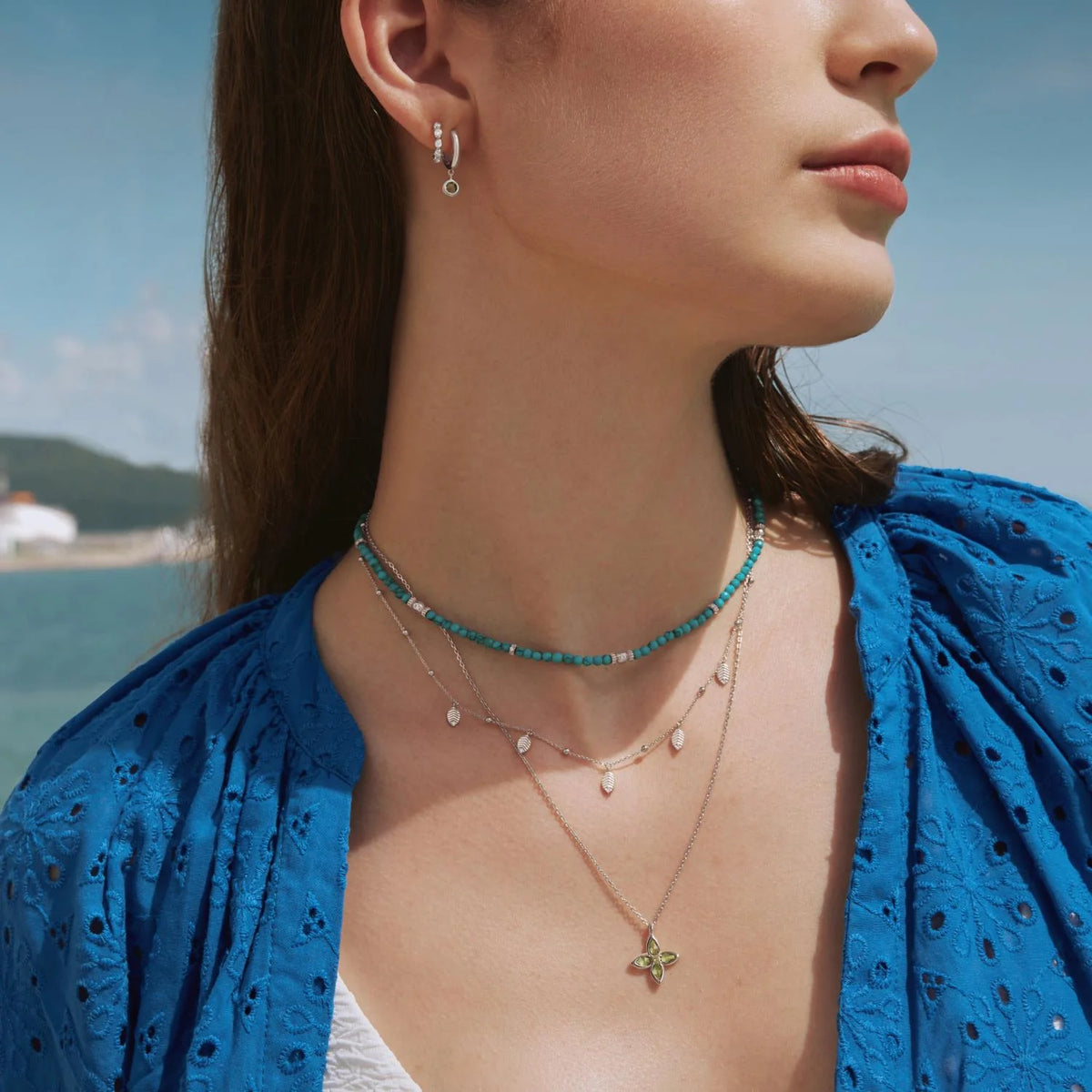 Turquoise Silver Beaded Necklace | Ania Haie