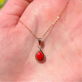 Rare Pear Shaped Coral 9ct Yellow Gold Dainty Necklace
