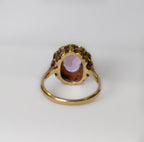 Vintage Amethyst and Pearl 9ct Yellow Gold Cluster Ring | Size O