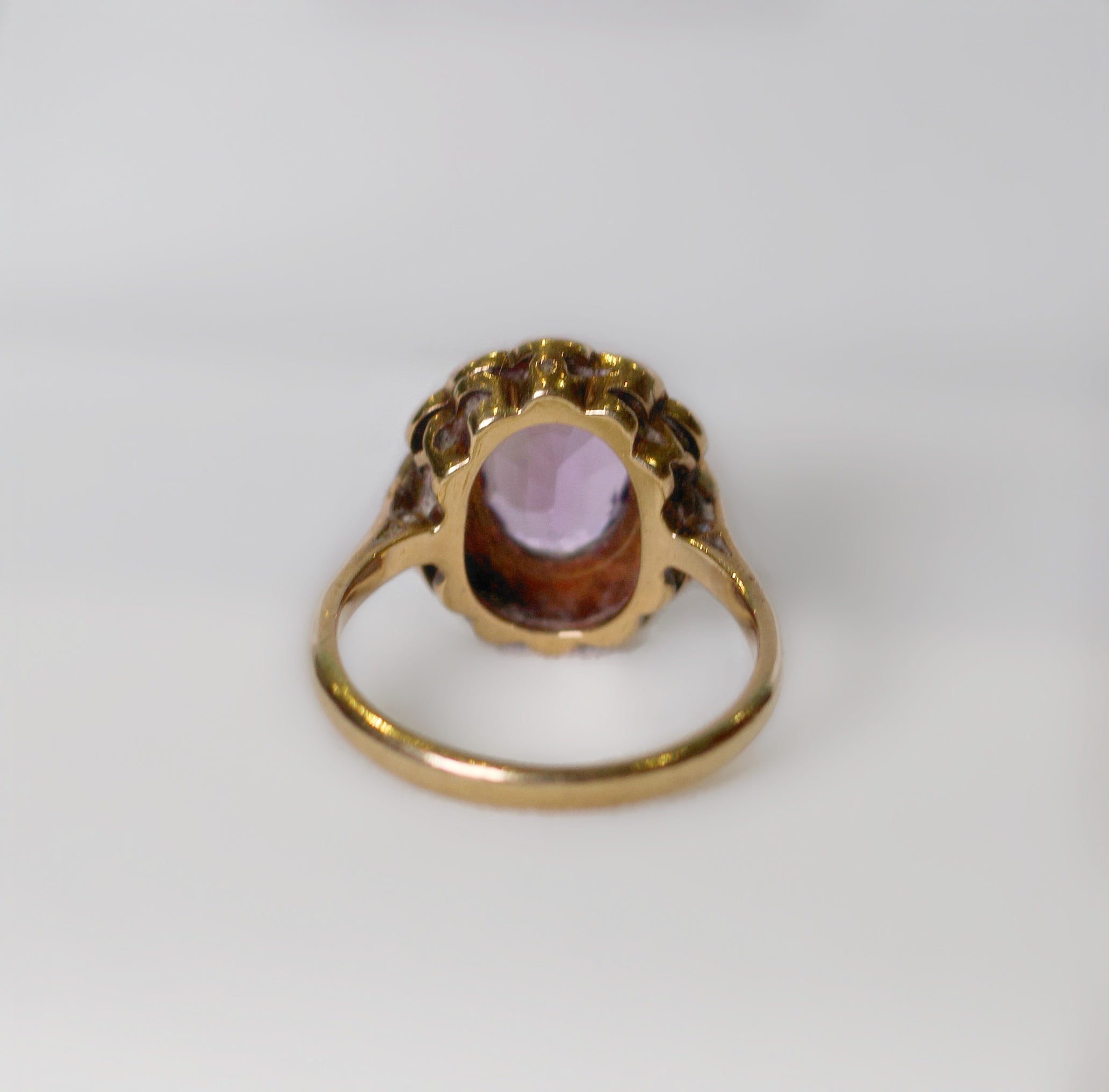 Vintage Amethyst and Pearl 9ct Yellow Gold Cluster Ring | Size O