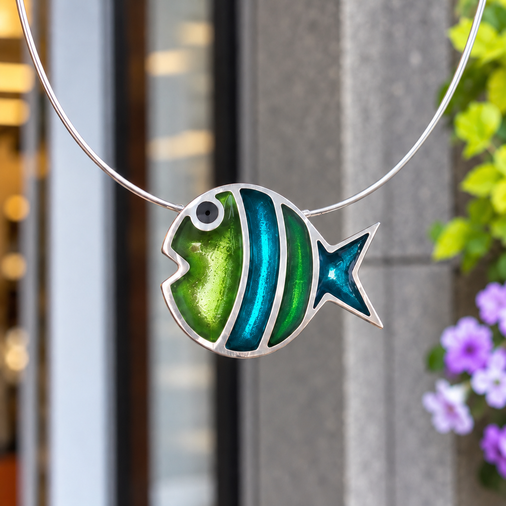 Neptune Stripe Bubble Fish Necklace | Watch This Space