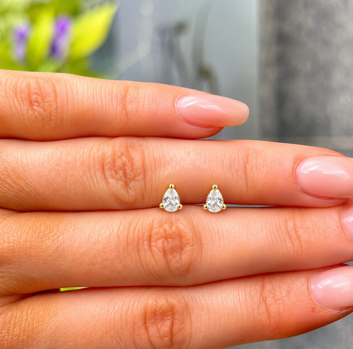 14ct Gold Plated Pear Cubic Stud Earrings | Ania Haie