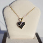 Vintage Black Diamond 9ct Yellow Gold Witch's Heart Necklace
