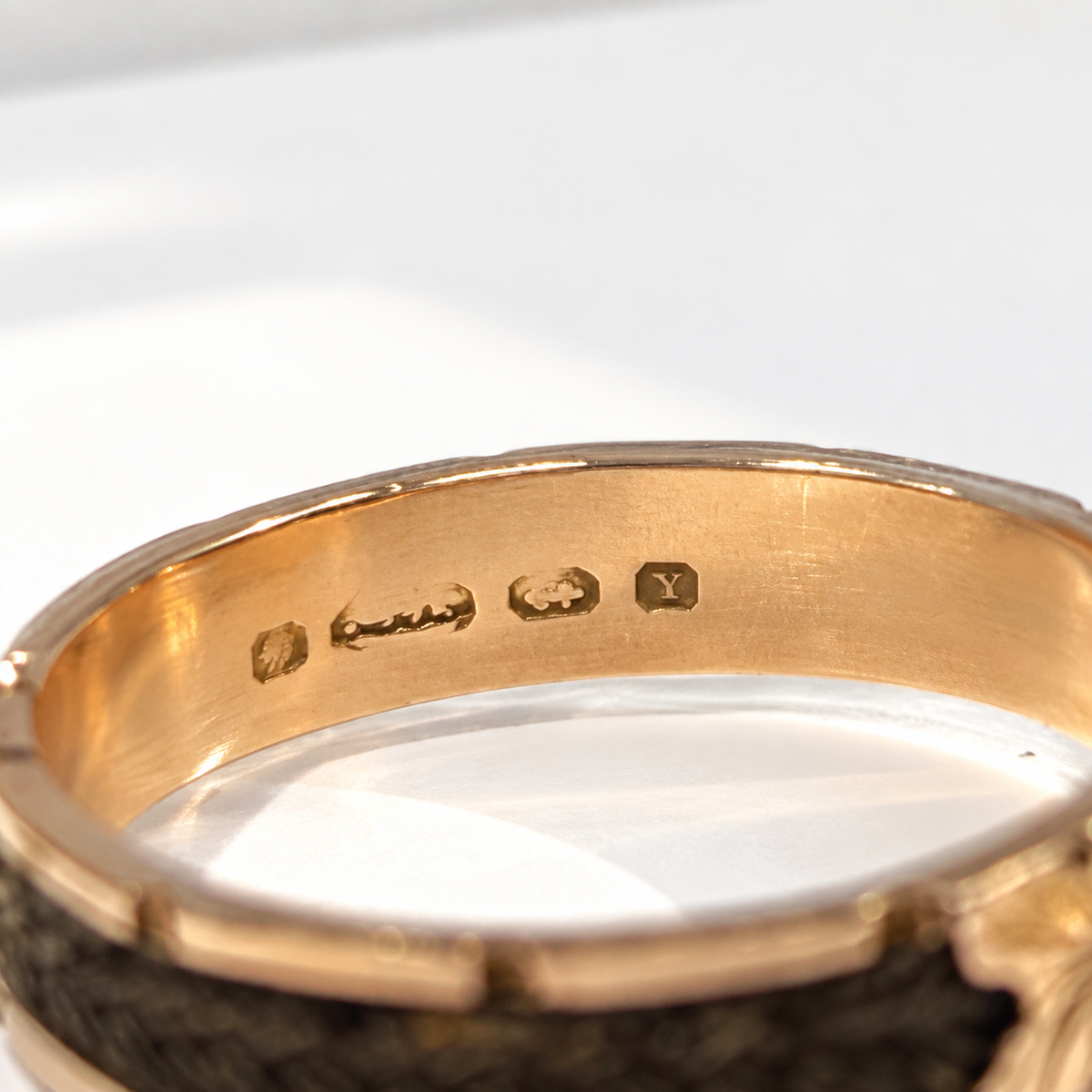 Antique Victorian Braided Hair 9ct Rose Gold Mourning Ring | Size P ½