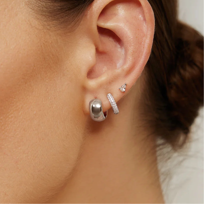 Ania Hae Silver Chubby Small Huggie Hoop Earrings
