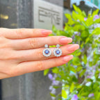 Blue Cubic Zirconia Sterling Silver Stud Earrings