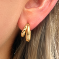 14ct Gold Plated Dome Huggie Hoop Earrings | Ania Haie
