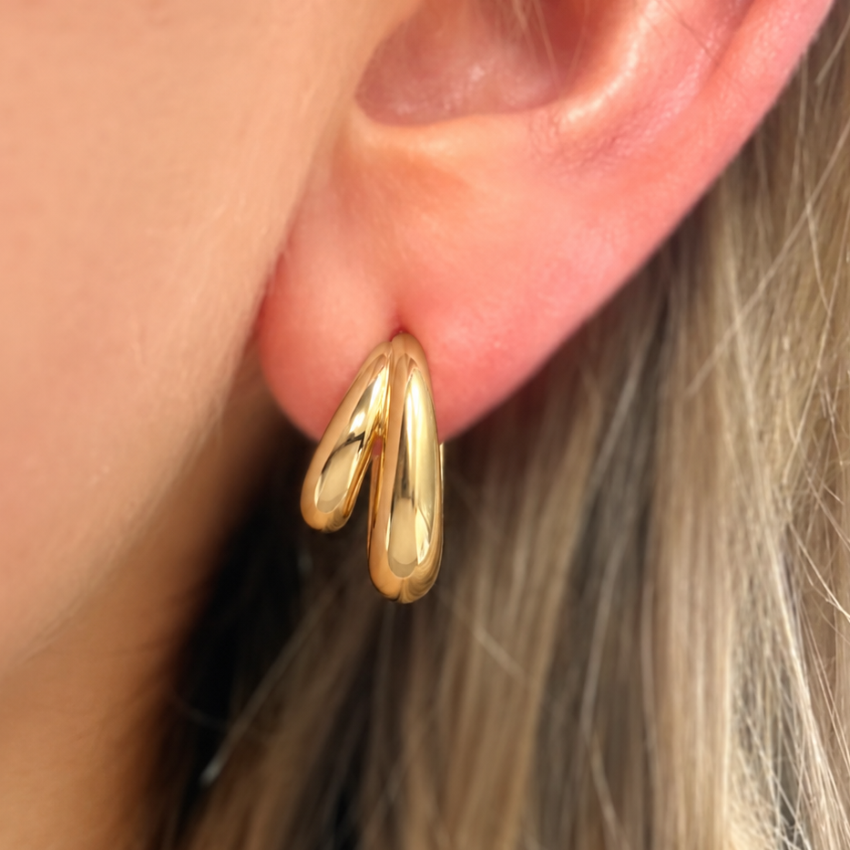 14ct Gold Plated Dome Huggie Hoop Earrings | Ania Haie