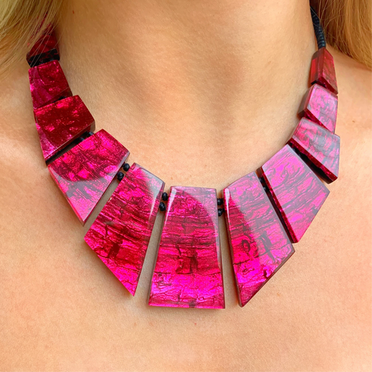Watch This Space Chunky Pink Statement Necklace