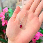 Oval Ruby Sterling Silver Dainty Necklace