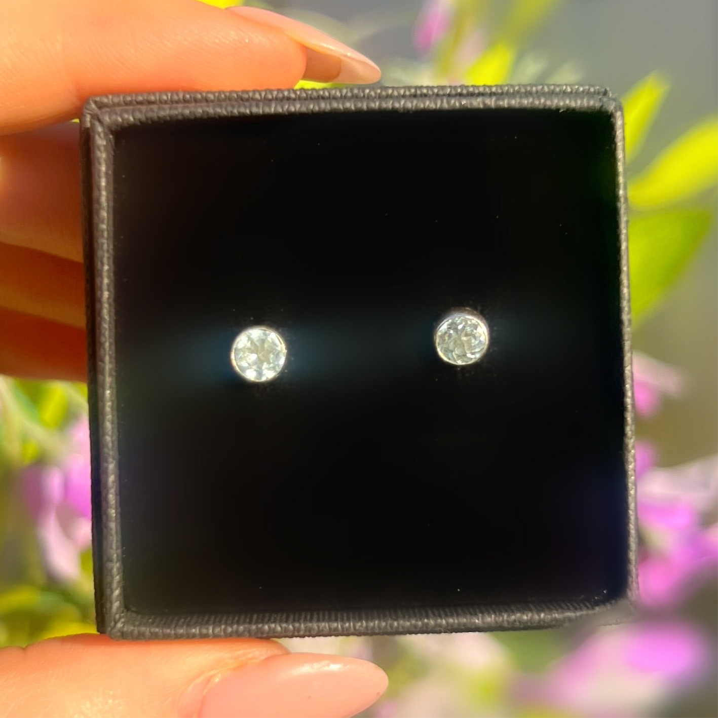 Sterling Silver Blue Topaz Stud Earrings