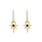 14ct Gold Plated Black Onyx Star Drop Huggies | Ania Haie
