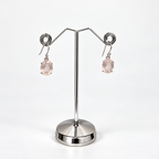 Rose Quartz Sterling Silver Oval Faceted Drop Earrings