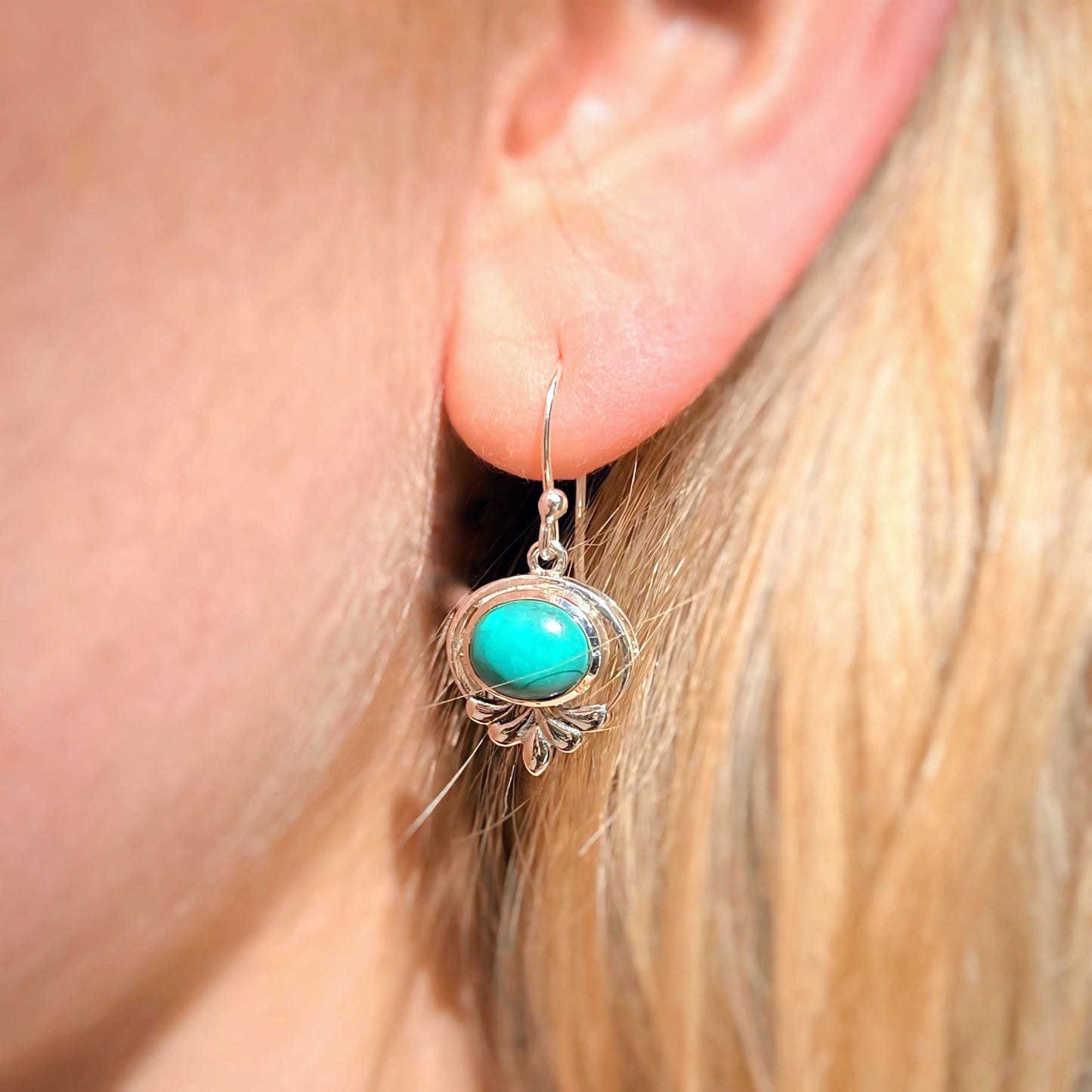 Sterling Silver Dainty Turquoise Drop Earrings