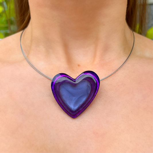 ‘Watch This Space’ Purple Love Heart Necklace