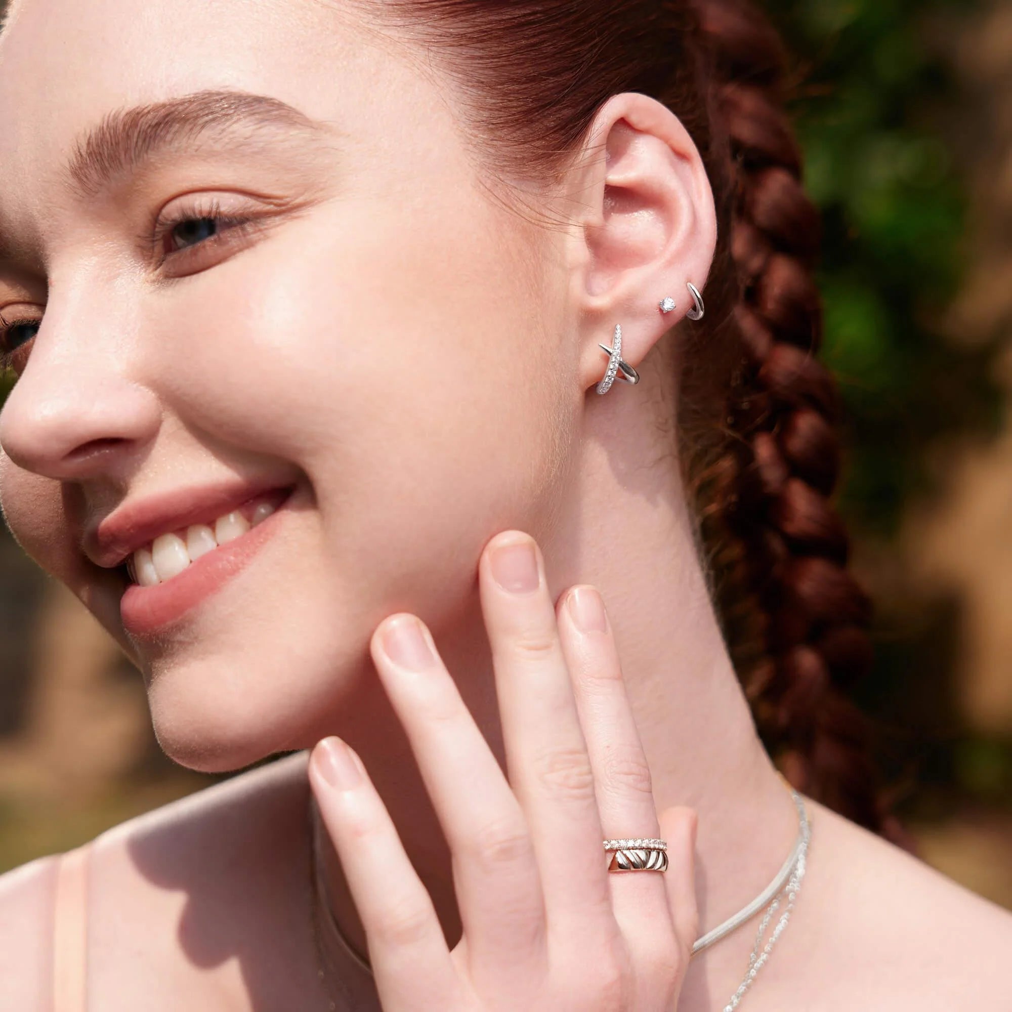 Silver Kiss Polished Pavé Stud Earrings | Ania Haie