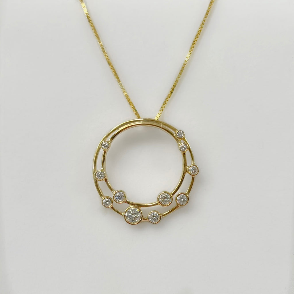 Diamond Bubble 9ct Yellow Gold Necklace