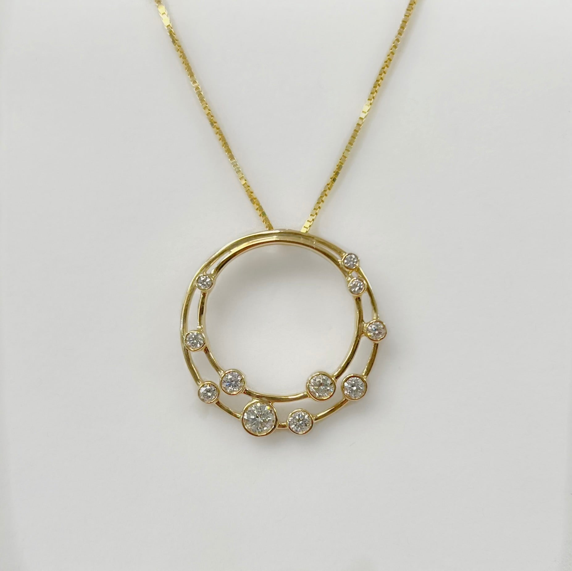 Diamond Bubble 9ct Yellow Gold Necklace