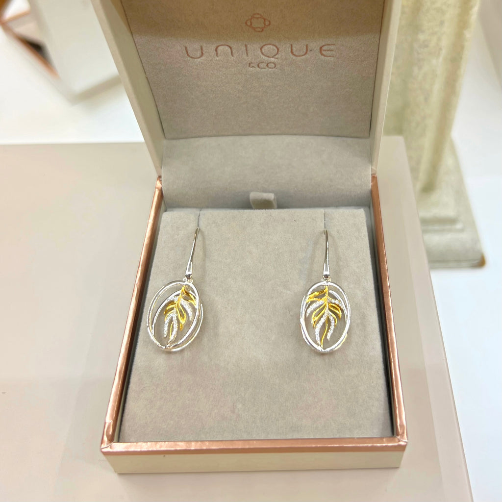 Cubic Zirconia Sterling Silver 9ct Gold Plated Drop Earrings | Unique & Co.